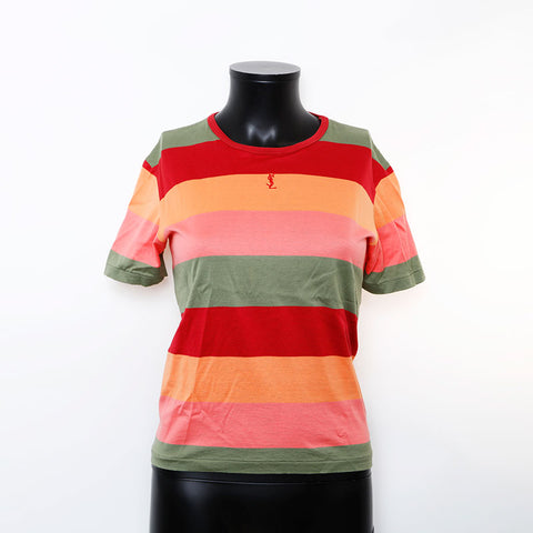 YVES SAINT LAURENT Border YSL embroidered logo Short sleeve T-shirt multicolor WS9677