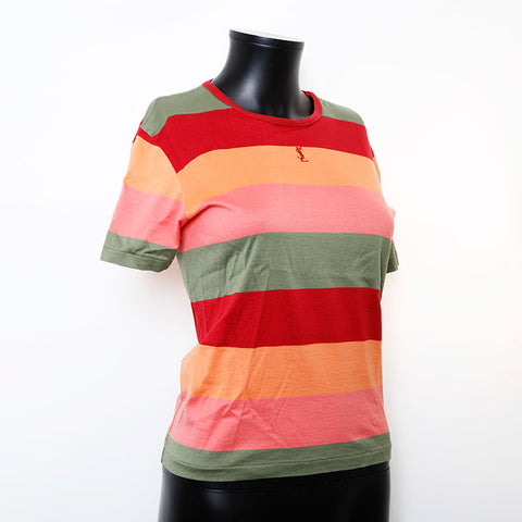 YVES SAINT LAURENT Border YSL embroidered logo Short sleeve T-shirt multicolor WS9677