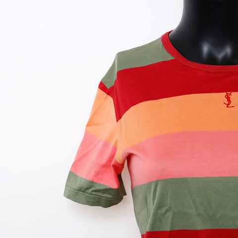 YVES SAINT LAURENT Border YSL embroidered logo Short sleeve T-shirt multicolor WS9677