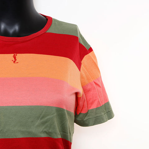 YVES SAINT LAURENT Border YSL embroidered logo Short sleeve T-shirt multicolor WS9677