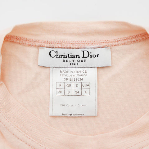 クリスチャンディオール Christian Dior Size:36 デニム ロゴプリント 半袖Ｔシャツ ピンク WS9678