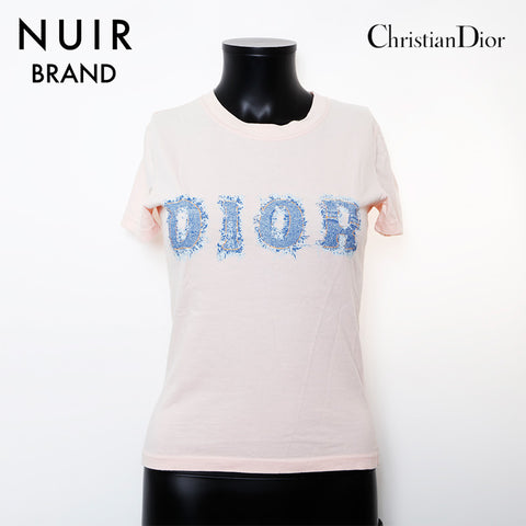 クリスチャンディオール Christian Dior Size:36 デニム ロゴプリント 半袖Ｔシャツ ピンク WS9678