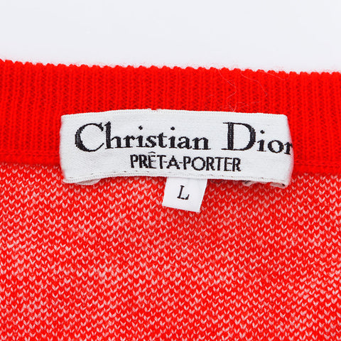 クリスチャンディオール Christian Dior Size:L トロッター ニット Vネック ベスト レッド WS9679