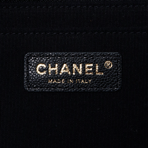 CHANEL Caviar Skin Big Mato Rasse 40 Double Chain 24c Shoulder Bag black WS9681