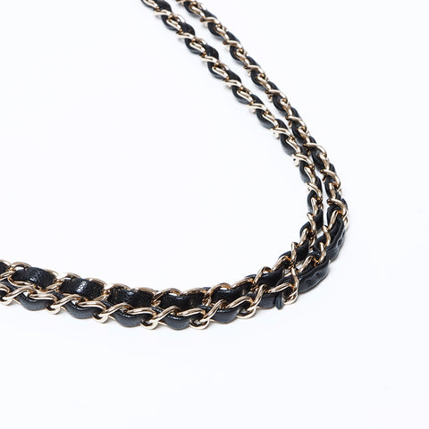 Chanel Caviar Skin Decamatelasse 40 Double Chain 24c Shoulder Bag Black WS9681