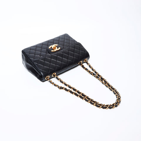 CHANEL No. 4 Lambskin Big Mato Rasse 30 Shoulder Bag black WS9687