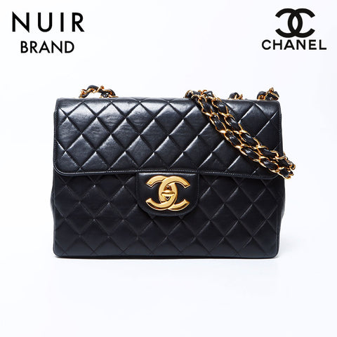 CHANEL No. 4 Lambskin Big Mato Rasse 30 Shoulder Bag black WS9687