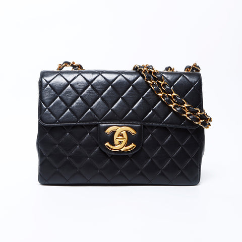 CHANEL No. 4 Lambskin Big Mato Rasse 30 Shoulder Bag black WS9687