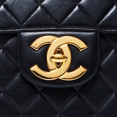 CHANEL No. 4 Lambskin Big Mato Rasse 30 Shoulder Bag black WS9687