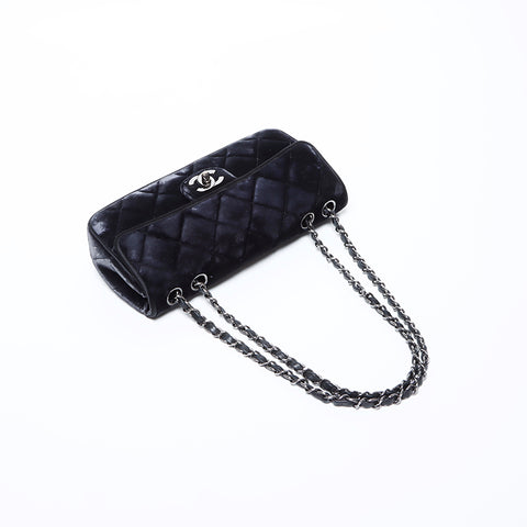 シャネル CHANEL 10番台 ベロアベルベット マトラッセ ショルダーバッグ ブラック WS9693