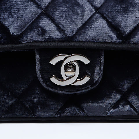 シャネル CHANEL 10番台 ベロアベルベット マトラッセ ショルダーバッグ ブラック WS9693