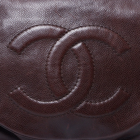 シャネル CHANEL 12番台 キャビア チェーン ハーフムーン デカココマーク ショルダーバッグ ブラウン WS9696