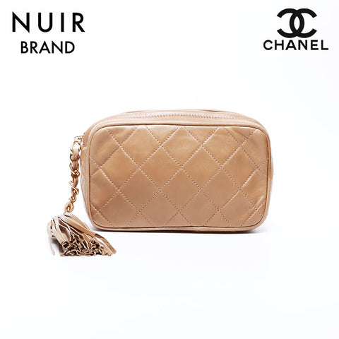 シャネル CHANEL 1番台 タッセル ポーチ ブラウン WS9699