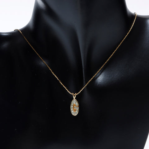 GIVENCHY Vintage G Rhinestone Necklace gold WS9702