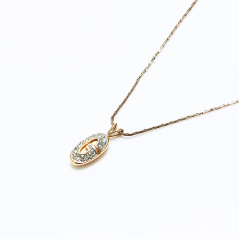 GIVENCHY Vintage G Rhinestone Necklace gold WS9702