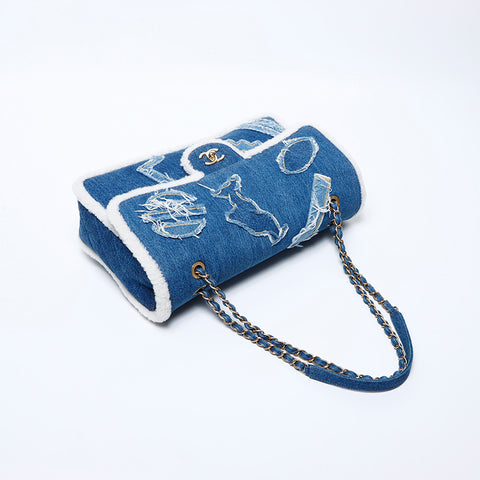 Chanel Chanel 28. Denim Mouton Egypt Line -Umhängetasche Blau WS9714