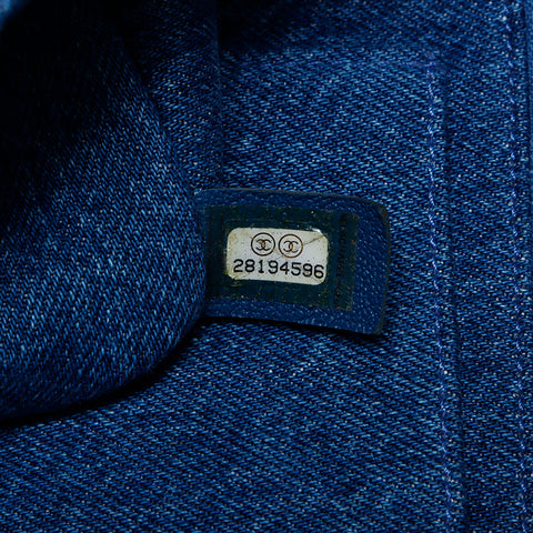 CHANEL 28系列牛仔羊皮埃及纹单肩包 蓝色 WS9714