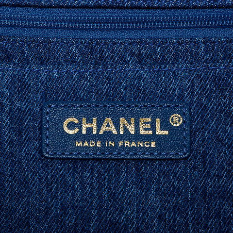 CHANEL 28系列牛仔羊皮埃及纹单肩包 蓝色 WS9714