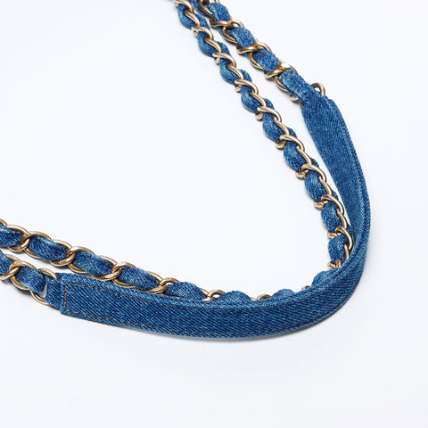 Chanel Chanel 28. Denim Mouton Egypt Line -Umhängetasche Blau WS9714
