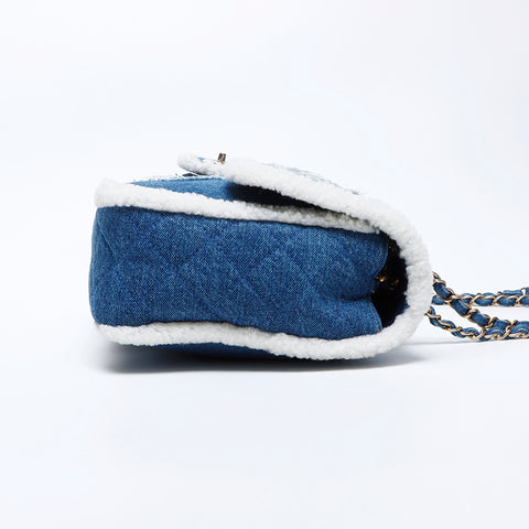 Chanel Chanel 28. Denim Mouton Egypt Line -Umhängetasche Blau WS9714