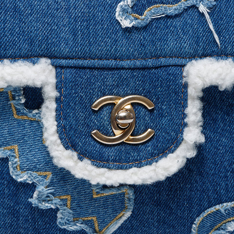 Chanel Chanel 28. Denim Mouton Egypt Line -Umhängetasche Blau WS9714
