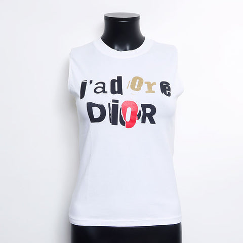 Christian Dior Size 40 Cotton J'adore Sleeveless Tank top white WS9725