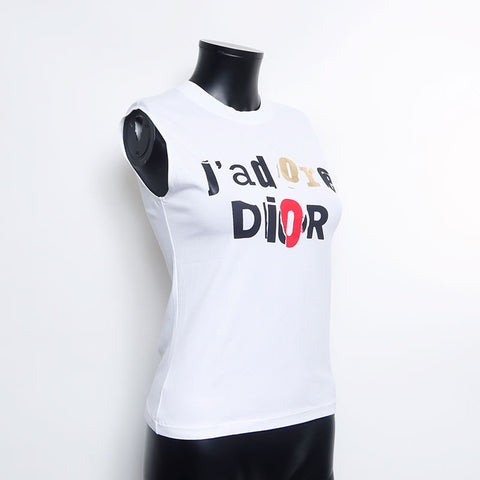 Christian Dior Size 40 Cotton J'adore Sleeveless Tank top white WS9725
