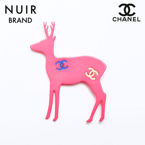 CHANEL 01A Reindeer Brooch pink WS9747