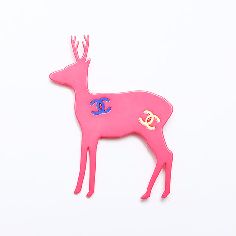 CHANEL 01A Reindeer Brooch pink WS9747