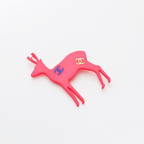 CHANEL 01A Reindeer Brooch pink WS9747