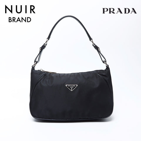 プラダ PRADA ナイロン ホーボー テストート シルバー金具 ショルダーバッグ ブラック WS9754