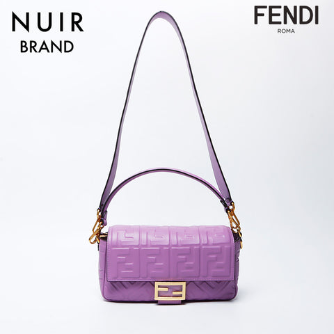 フェンディ FENDI ズッカ マンマバゲット 2Way レザー ショルダーバッグ パープル WS9756