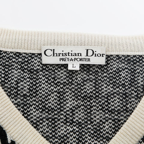 クリスチャンディオール Christian Dior Size:Lトロッター 総柄 セーター ブラック ホワイト WS9760