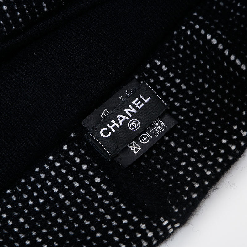 シャネル CHANEL ニット帽 ロゴ カシミヤ ニットキャップ ブラック