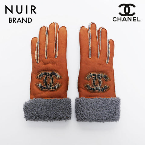 chanel handschuhe leder Chanel Coco Mark Handschuhe Boa Lederhandschuhe braune WS9764 – NUIR VINTAGE