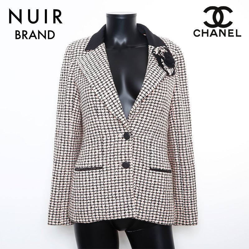 Chanel CHANEL Size36 02P Coco Mark Button Jacket Pink Black WS9770
