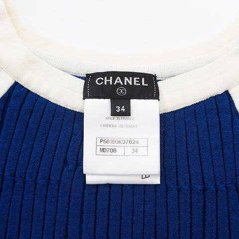 Chanel Size 34 Short Sleeve Dress Blue WS9775