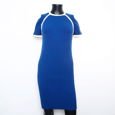 Chanel Size 34 Short Sleeve Dress Blue WS9775
