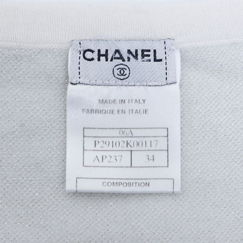 シャネル CHANEL Size34 06A カシミヤ Vネック 半袖シャツ アイボリー WS9778