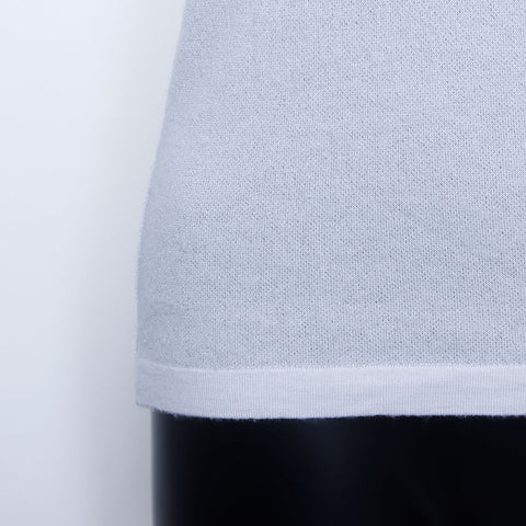 Chanel Size 34 06A Cashmere V-neck Short Sleeve Shirt Ivory WS9778