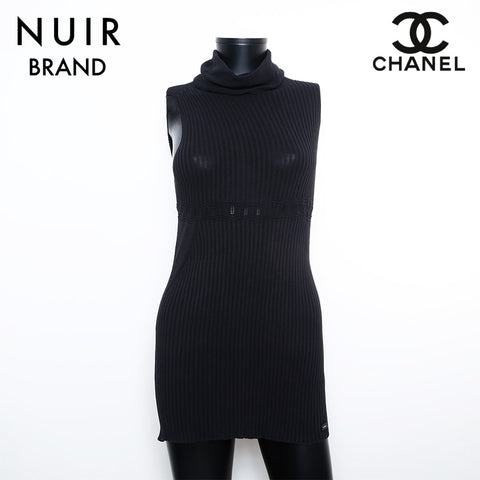 Chanel Size 42 03P Sleeveless Dress Black WS9779