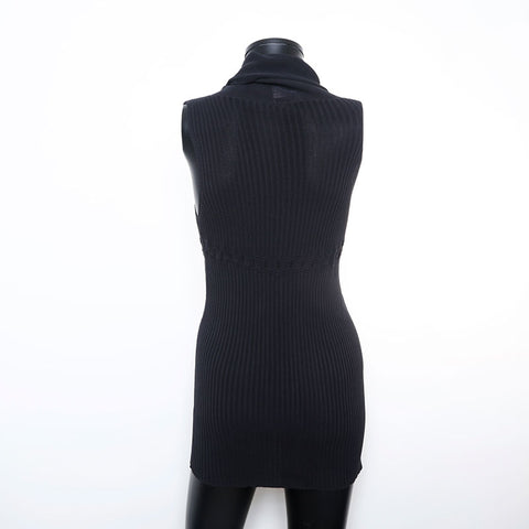 Chanel Size 42 03P Sleeveless Dress Black WS9779