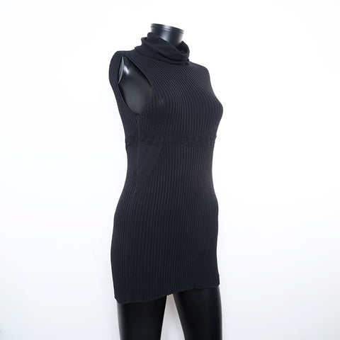 Chanel Size 42 03P Sleeveless Dress Black WS9779