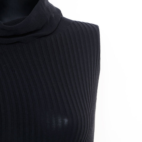 Chanel Size 42 03P Sleeveless Dress Black WS9779