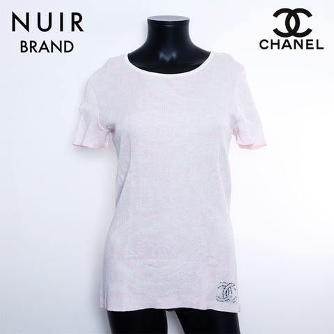 Chanel CHANEL Size38 Coco Mark Tie-dye Short Sleeve T-shirt Pink WS9781