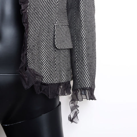 Christian Dior Size 11 Houndstooth pattern Jacket Black White WS9783