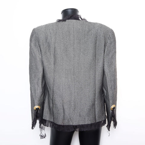 Christian Dior Size 11 Houndstooth Jacke Schwarz Weiß WS9783
