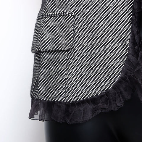 Christian Dior Size 11 Houndstooth pattern Jacket Black White WS9783