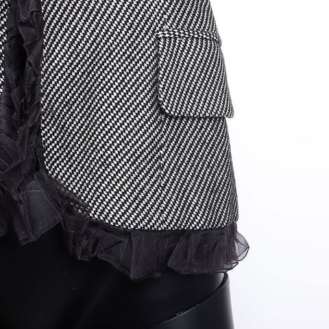Christian Dior Size 11 Houndstooth Jacke Schwarz Weiß WS9783
