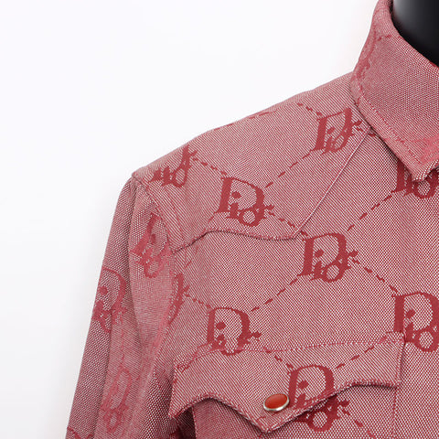 dior dress shirt Christian Dior Size 38 Logo Long Sleeve Shirt Red WS9795 – NUIR VINTAGE